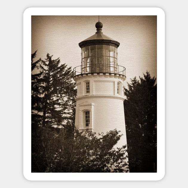 Oregon Coast Lighthouse Sticker by KirtTisdale